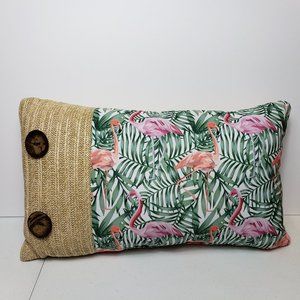 Always Home Oblong Throw Pillow Flamingo Print